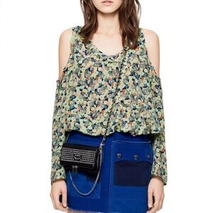 Zadig & Voltaire Silk Cold Shoulder Printed Top